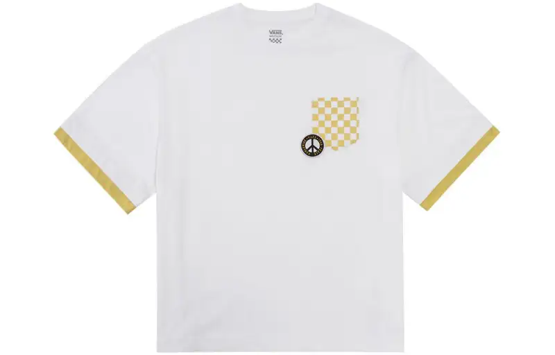 Vans T Shirts Women's White Crew Neck Moderate Straight Fit