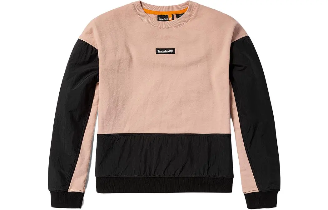 Timberland Sweatshirts Women's Light Pink Crew Neck Thin Straight Fit