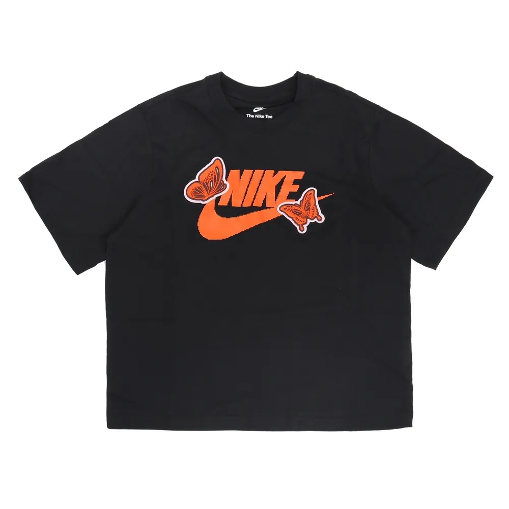 Nike Women'ss Logo Print Sporty Breathable T-Shirt Black