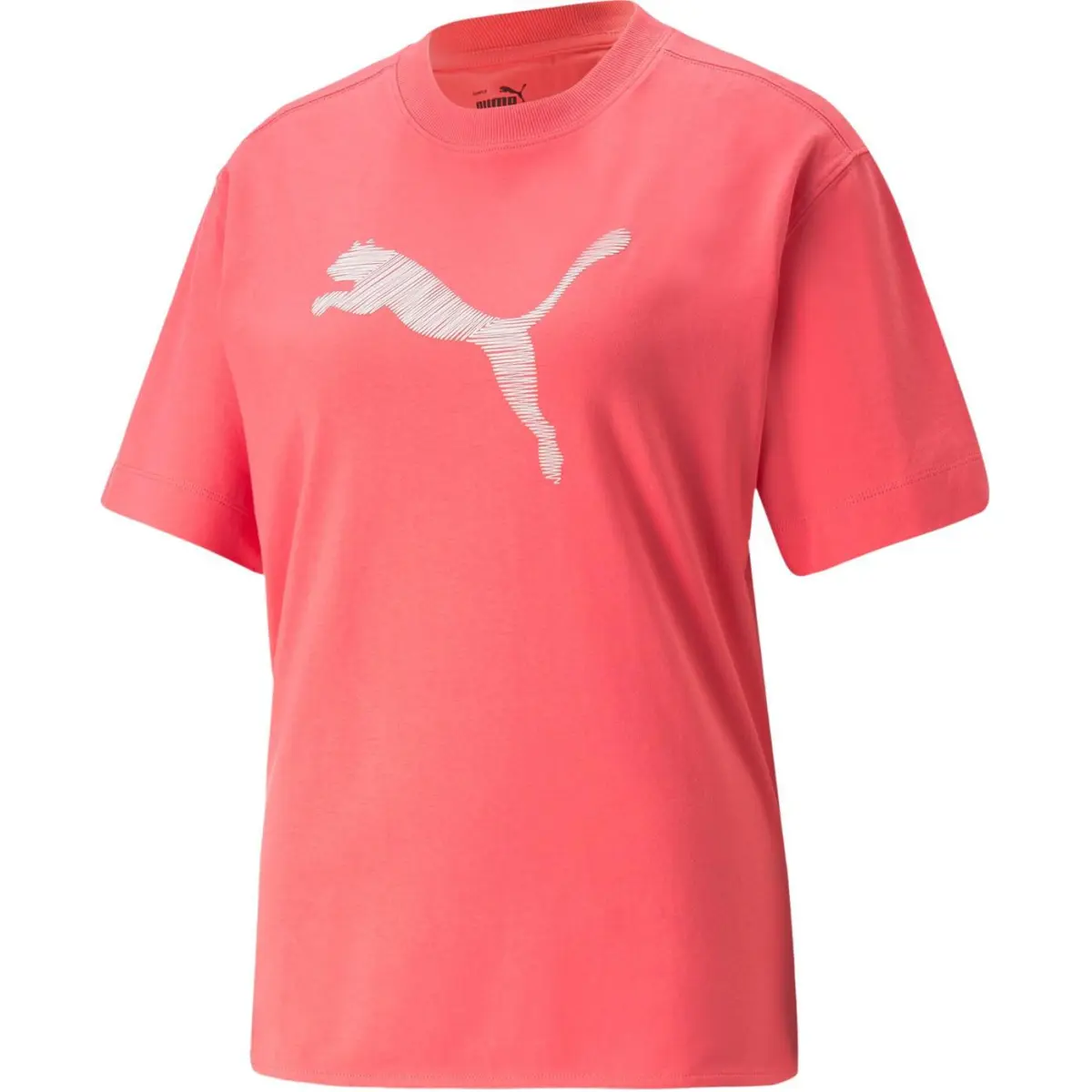 PUMA T-Shirts Women's Heart Red Crew Neck Moderate Straight Fit
