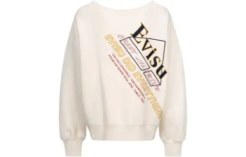 EVISU Sweatshirts Women's Ecru Crew Neck Moderate Regular