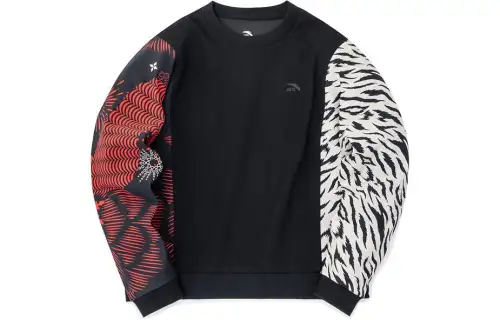 ANTA Sweatshirts Women's Black Crew Neck Moderate Regular