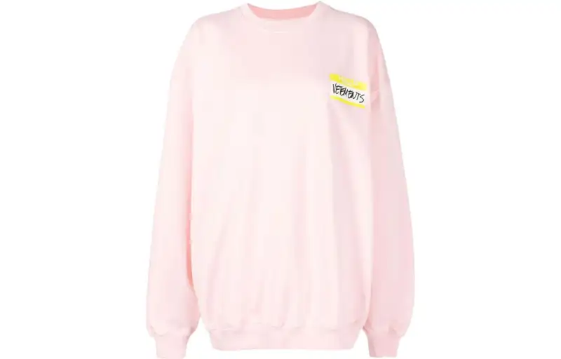 Vetements Sweatshirts Women's Pink Crew Neck Moderate Regular