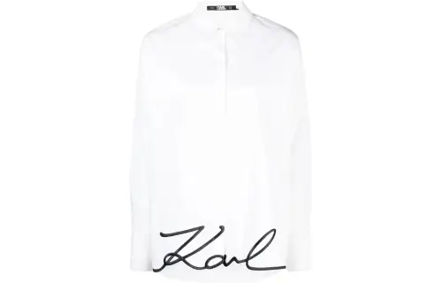 【Best of: PromotionsPrevious Season】signature-embroidery organic cotton shirt