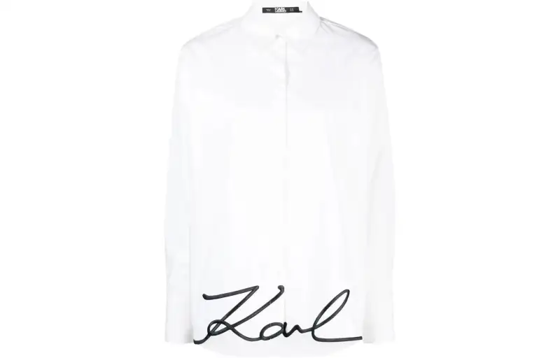 【Best of: PromotionsPrevious Season】signature-embroidery organic cotton shirt
