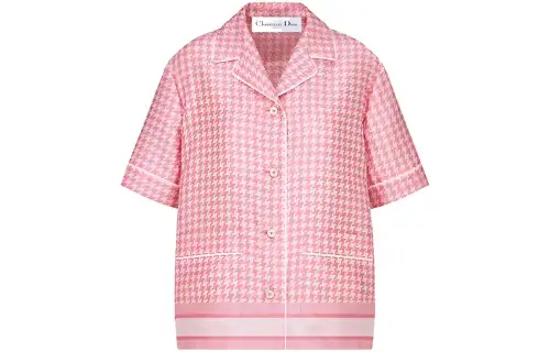 DIOR Shirts Women's Pink Cuban Collar Moderate Shirt
