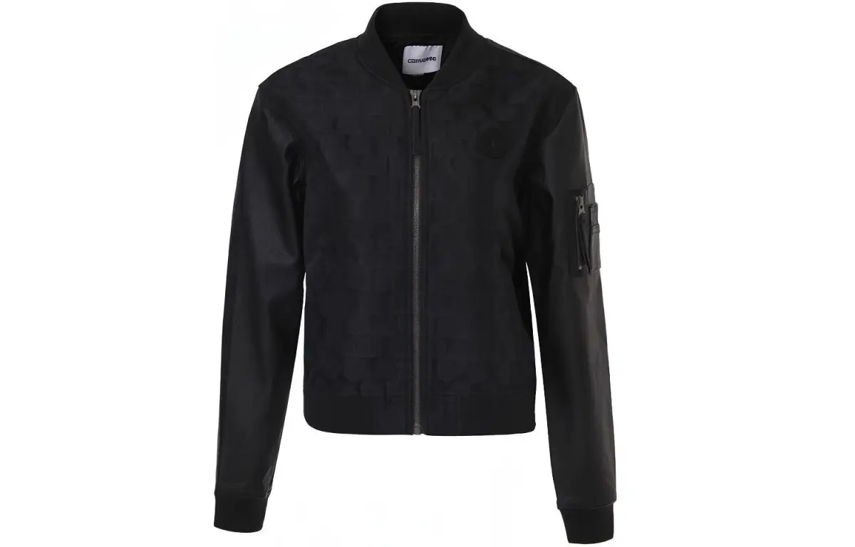 Converse Jackets Women's Black Baseball Collar Moderate Pilot