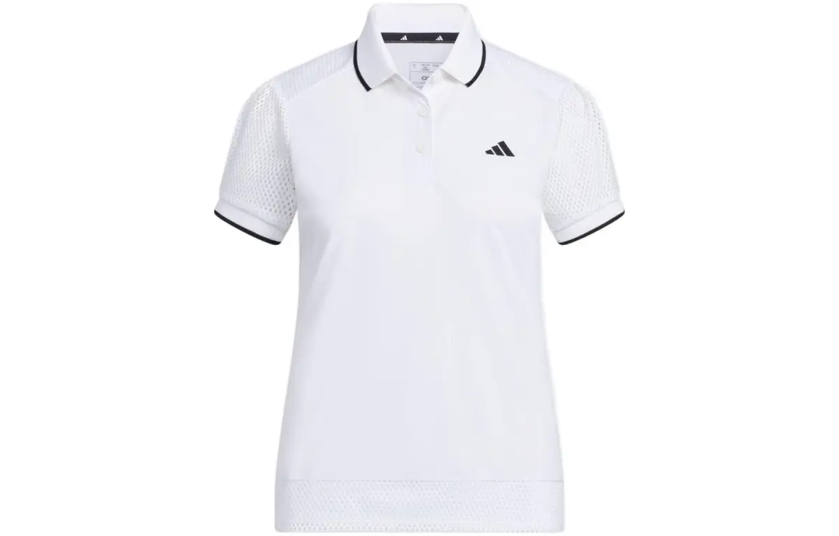 Adidas Polo Shirts Women's White Polo Collar Moderate Nipped-in Waist