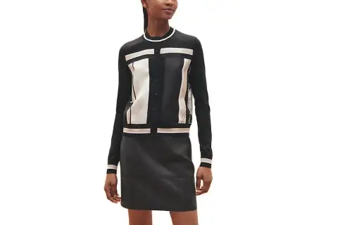 HERMES Knitwear Women's Black Crew Neck Moderate Cardigan