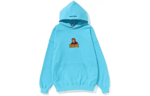 Bape Women'ss Graphic Oversized Pullover Hoodie Sax