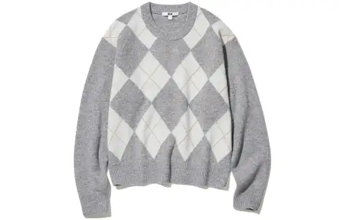 UNIQLO Knitwear Women's Light Gray Crew Neck Moderate Other