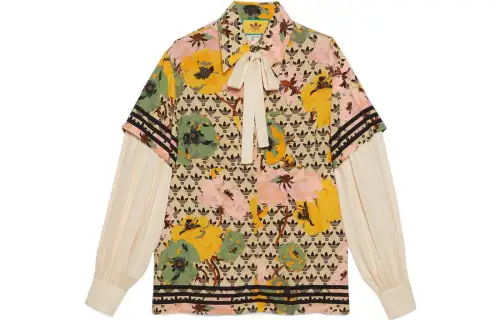 GUCCI X Adidas Originals Shirts Women's Yellow Lapel Moderate Other
