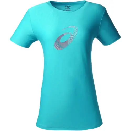 ASICS T Shirts Women's Green Crew Neck Moderate Nipped In Waist