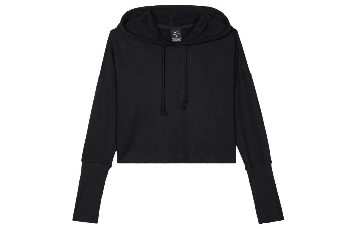 Nike Sweatshirts Women's Black Hooded Moderate Straight Fit