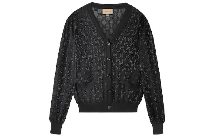 Gucci Fine wool Gg crystal cardigan