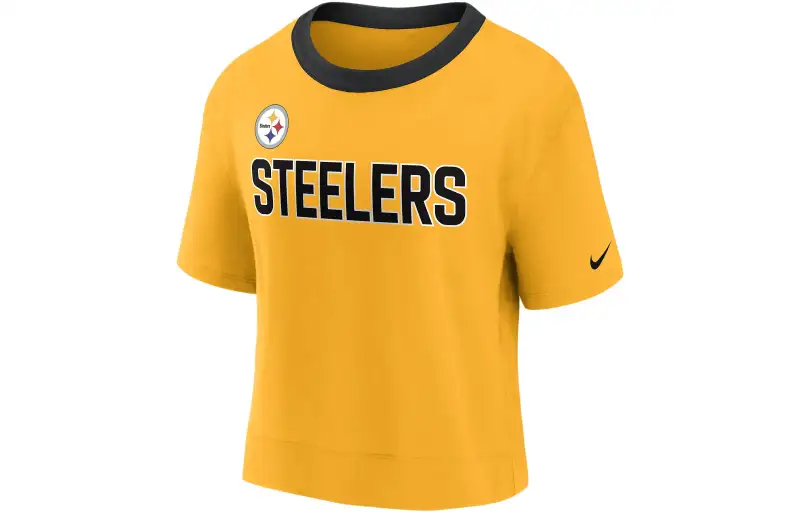 Nike T Shirts Women's Yellow Crew Neck Moderate Straight Fit