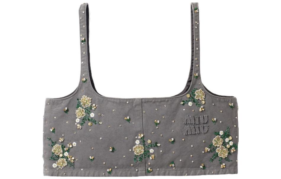 Miu Miu floral-embellished crop top