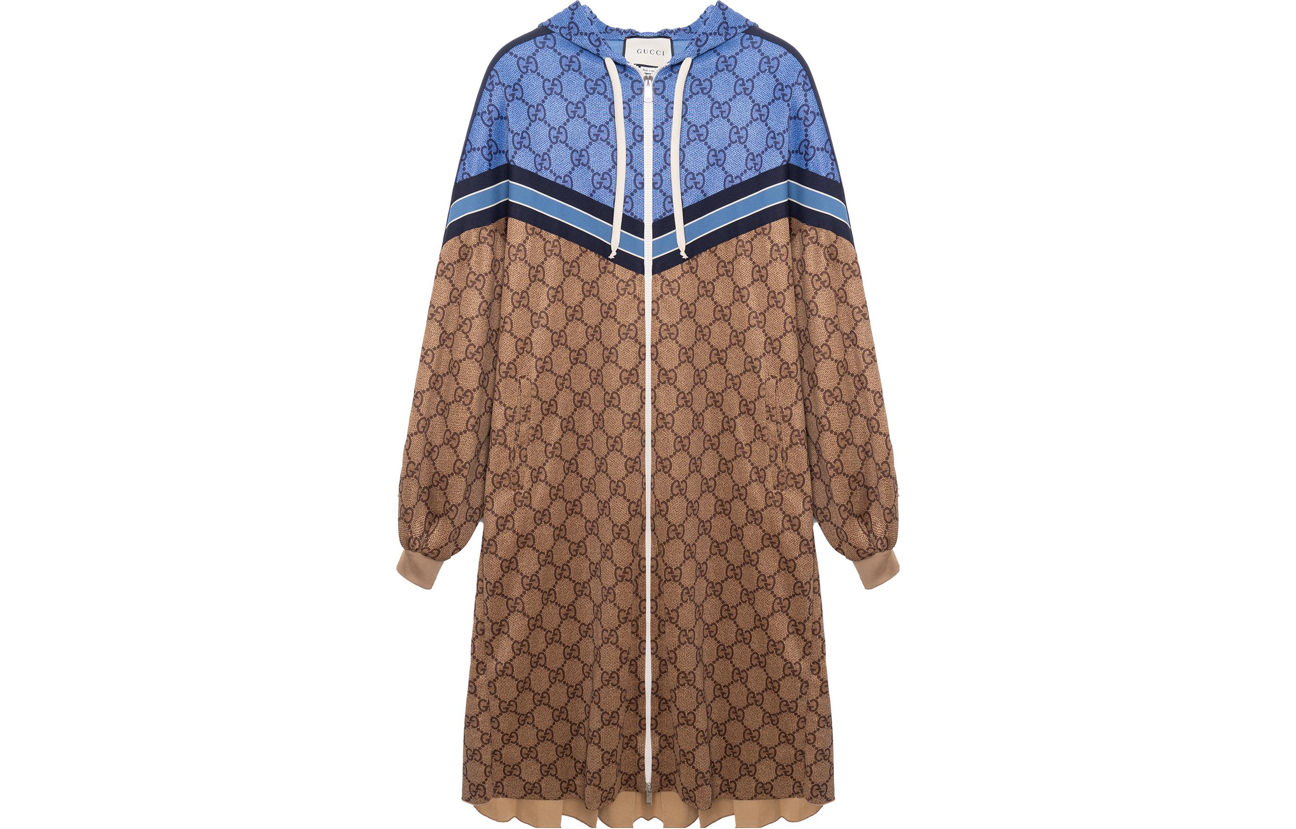 GUCCI Oversized Technical Jersey Long Jacket Vintage Camel/Multi