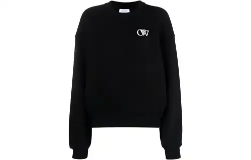 OFF WHITE Ow Logo Print Cotton Sweatshirt Black