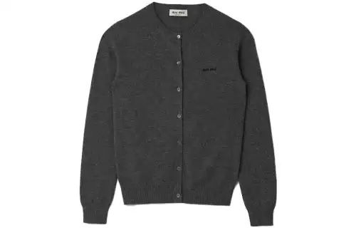 Miu Miu logo-intarsia fine-knit cardigan