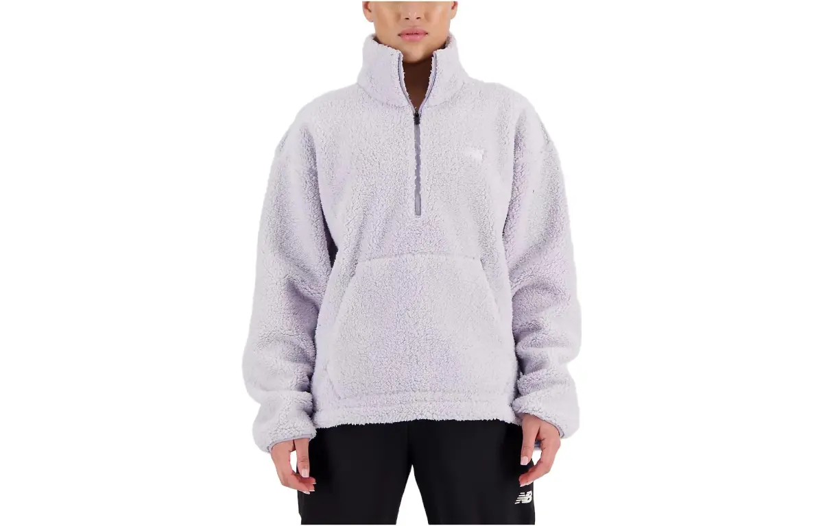 New Balance Sweatshirts Women's Gray Violet Stand Collar Moderate Straight Fit