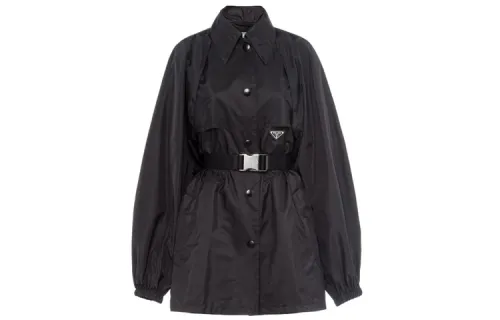 PRADA Jackets Women's Black Lapel Moderate Other