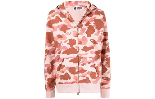 A BATHING APE Sweatshirts Women's Pink Hooded Moderate Cardigan