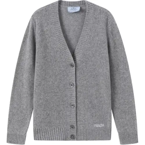 PRADA Knitwear Women's Gray V Neck Moderate Other