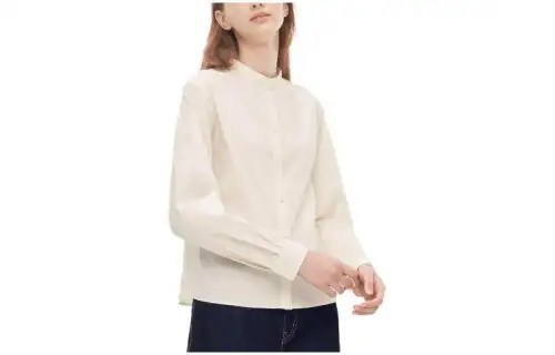 UNIQLO Shirts Women's Beige Crew Neck Moderate Shirt