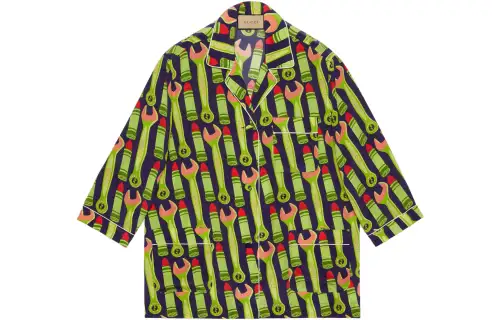 GUCCI Lipstick Tool-print Silk Shirt