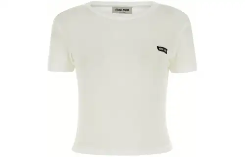 MIU MIU T Shirts Women's White Crew Neck Moderate Straight Fit