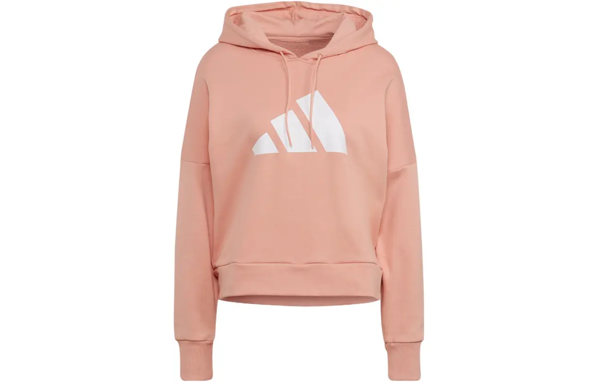 Adidas Sweatshirts Women's Pink Hooded Moderate Straight Fit