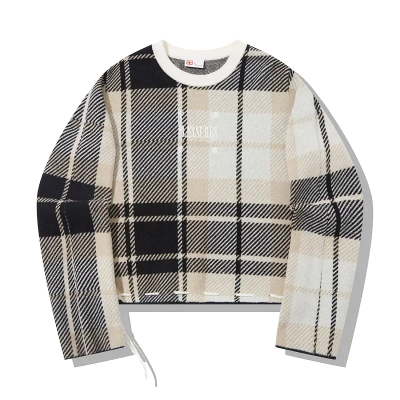 Li Ning x PLEASURES Knitwear Women's Black Ivory Plaid Set