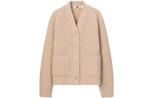 UNIQLO Knitwear Women's White V Neck Moderate Cardigan