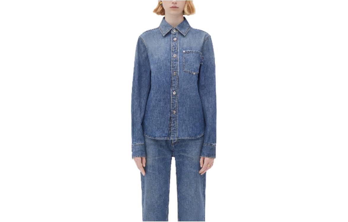 Женская рубашка Bottega SS23 (синяя)