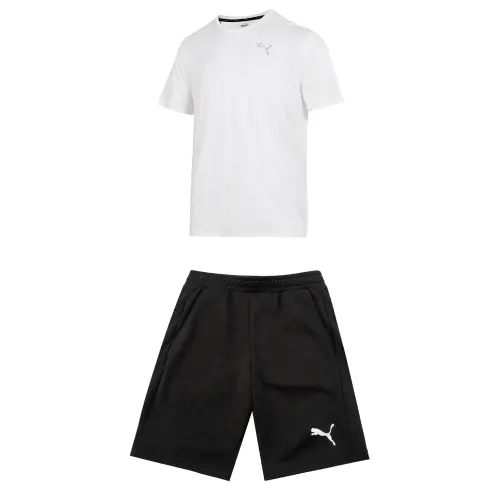 PUMA Casual Sportswear Men's White+Black Crew Neck Moderate