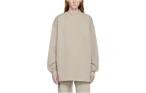 Fear of God Essentials FW22 Solid color casual round neck Pullover solid color casual round neck pullover plus velvet sweatshirt for women, smoke gray