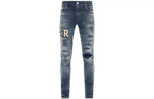AMIRI Casual Pants Men's Blue Moderate Slim Fit Pants