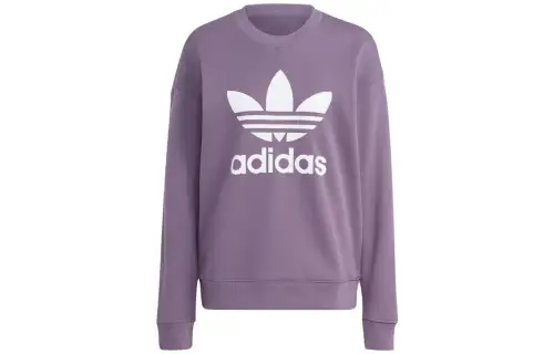 Adidas Originals Trefoil Sweatshirts Women's Purple Crew Neck Moderate Regular