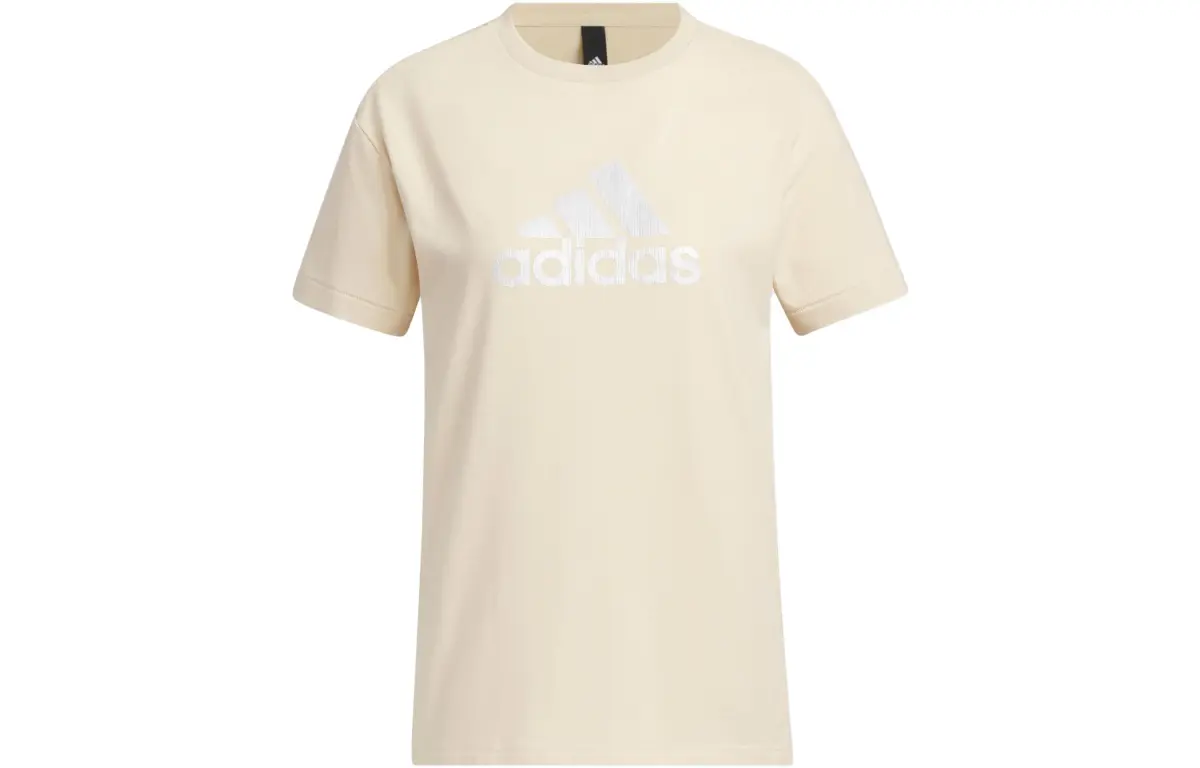 Adidas T-Shirts Women's Sand Strata Crew Neck Moderate Straight Fit