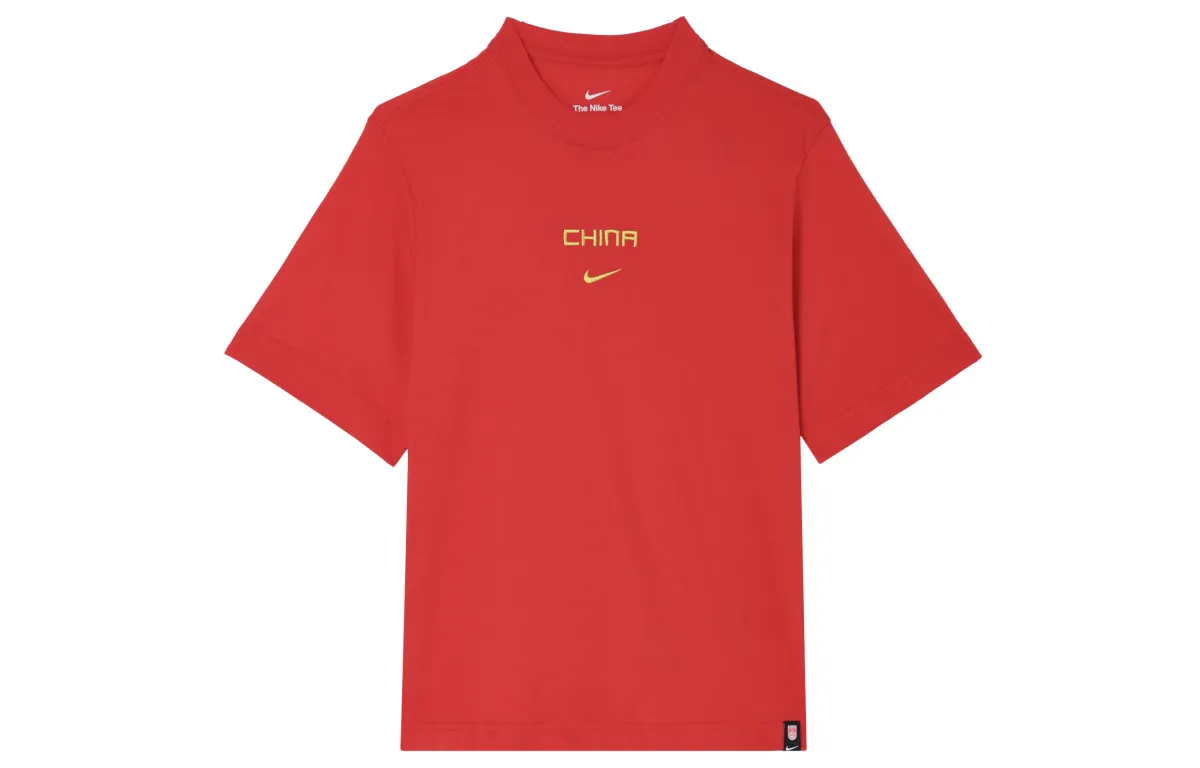 Nike "CHINA TEAM" Women's Retro Sporty Drop Shoulder T-Shirt Red