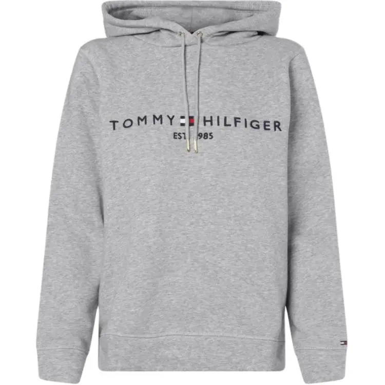 Tommy Hilfiger Logo Letter Embroidery Hooded Fleece Lined Drop Shoulder Long Sleeved Fall Winter Sweatshirt Women's