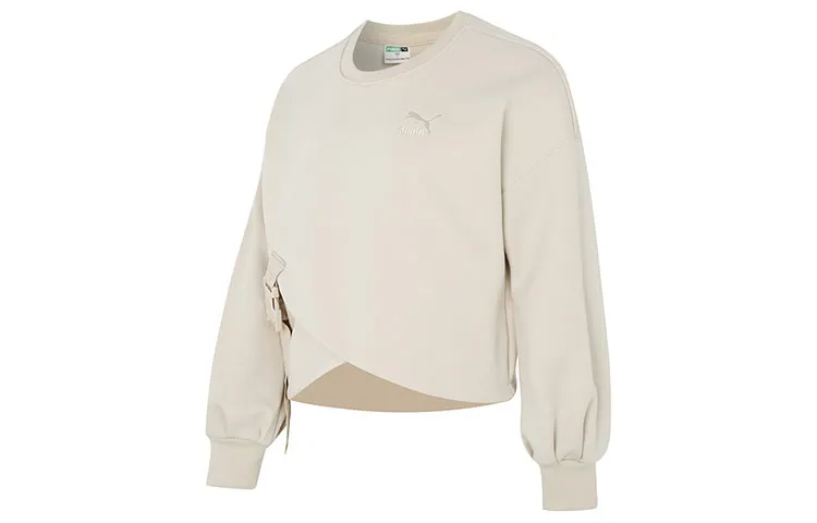 PUMA Sweatshirts Women's Khaki Crew Neck Moderate Straight Fit