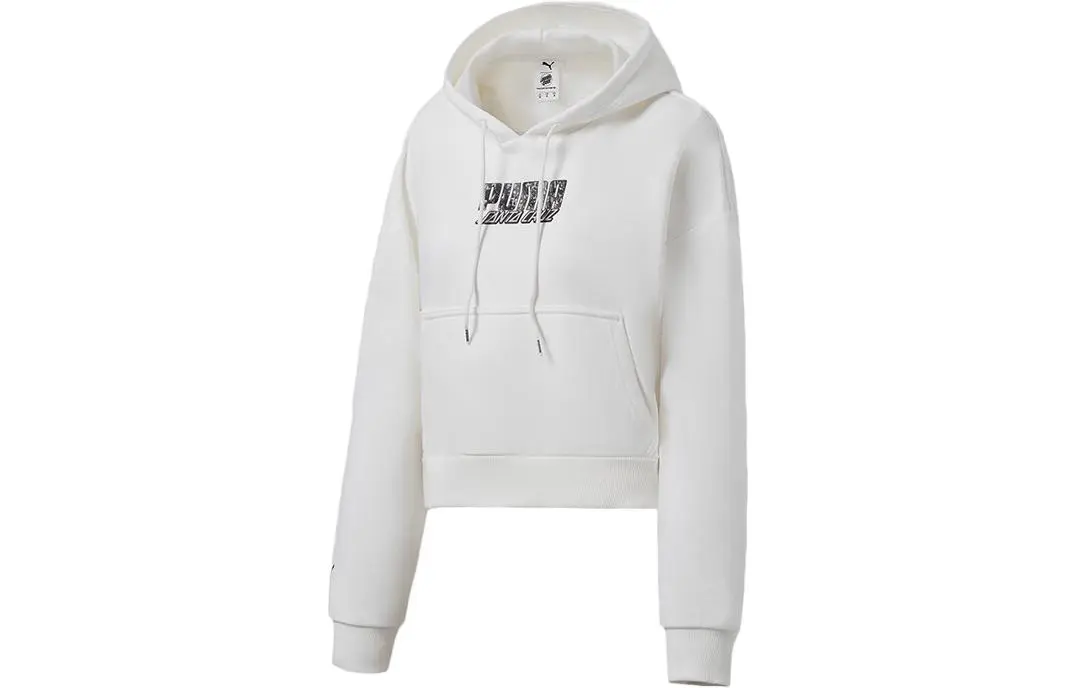 PUMA Sweatshirts Women's White Hooded Moderate Regular