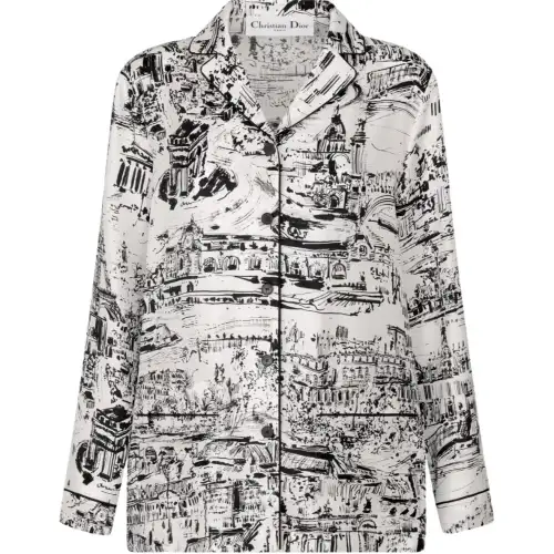 DIOR Shirts Women's Gray Lapel Moderate Other