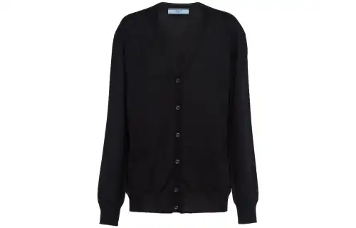 PRADA Knitwear Women's Black V Neck Moderate Cardigan