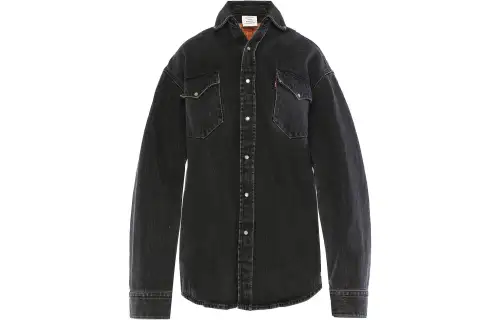 Vetements X Levis Shirts Women's Dark Gray Stand Collar Moderate Other