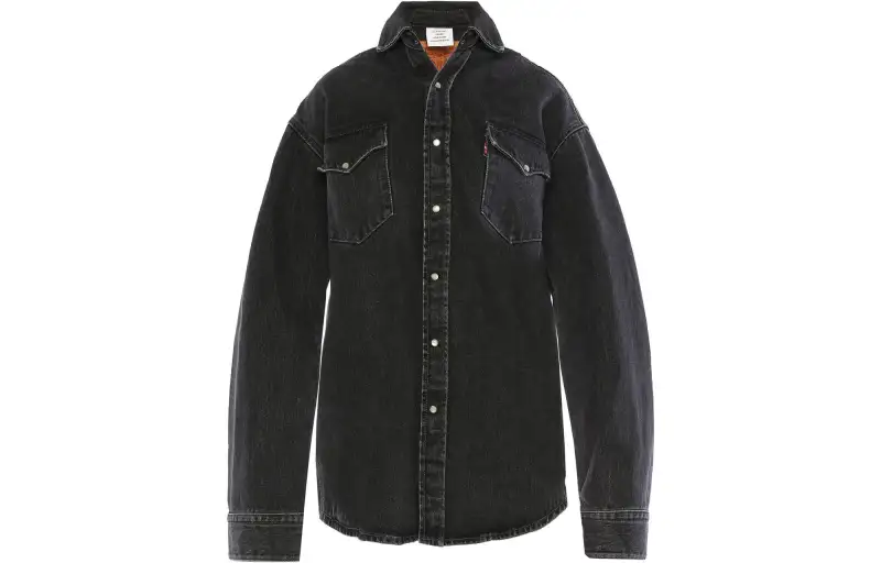 Vetements X Levis Shirts Women's Dark Gray Stand Collar Moderate Other