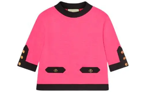 GUCCI Shirts Women's Rose Red Crew Neck Moderate Shirt