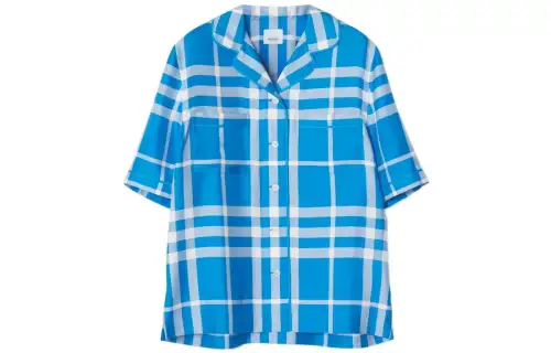 Burberry Shirts Women's Vivid Blue Lapel Moderate Shirt